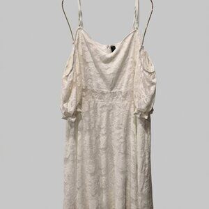 Romantic White Floral Lace Cold-Shoulder Mini Dress